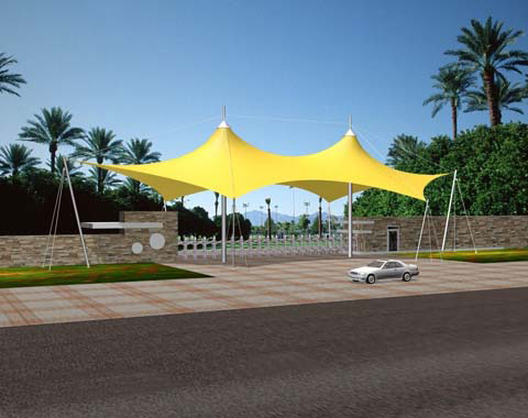 小區(qū)景觀(guān)膜結(jié)構(gòu)的吊裝工作以及構(gòu)件連接方式的應(yīng)用